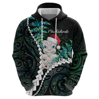 New Zealand Personalised Zip Hoodie Meri Kirihimete Kowhaiwhai Mix Paua Shell - Emerald LT7 - Polynesian Pride