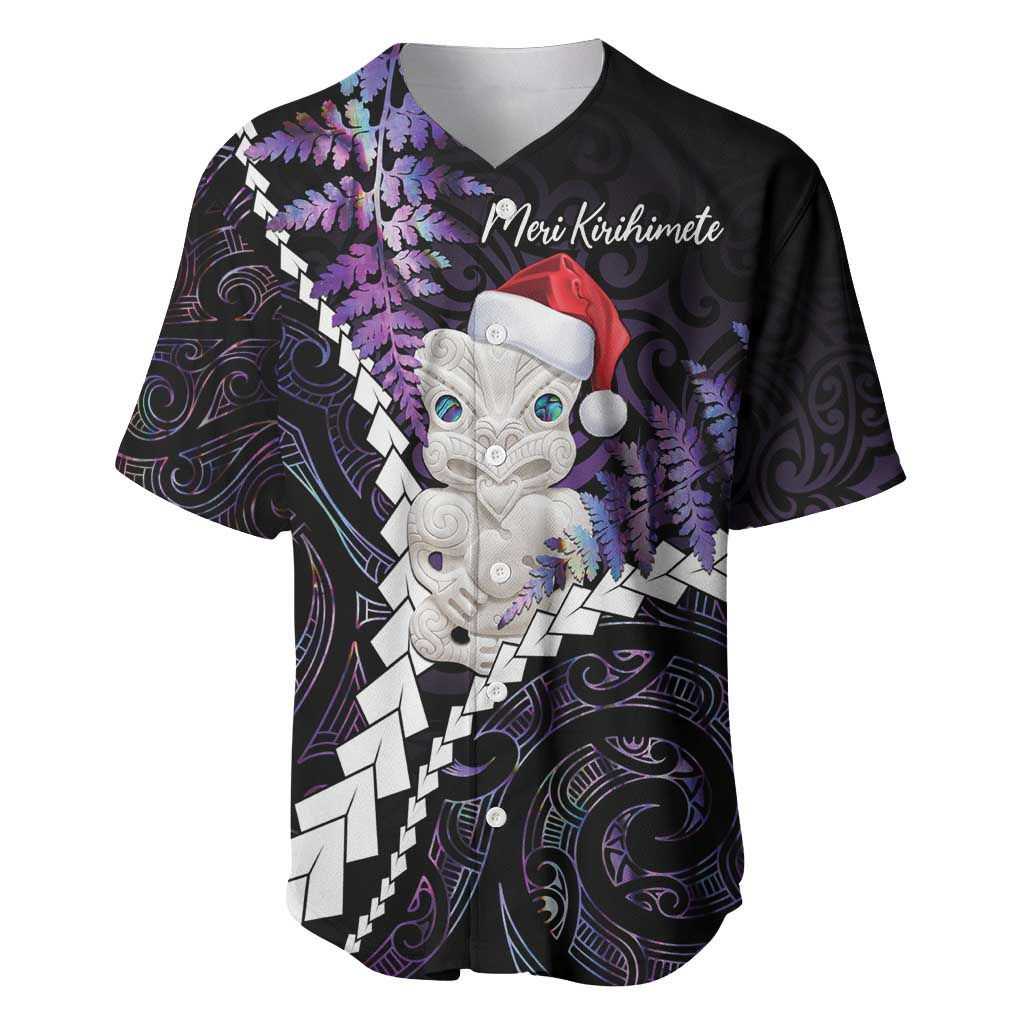 New Zealand Personalised Baseball Jersey Meri Kirihimete Kowhaiwhai Mix Paua Shell - Amethys LT7 Purple - Polynesian Pride