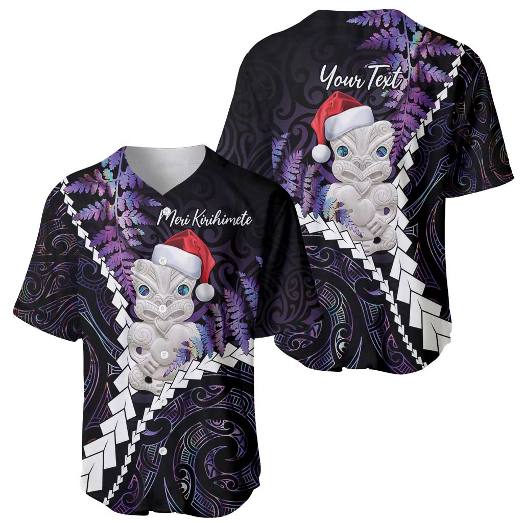 New Zealand Personalised Baseball Jersey Meri Kirihimete Kowhaiwhai Mix Paua Shell - Amethys LT7 - Polynesian Pride
