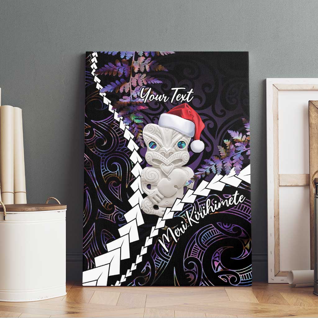 New Zealand Personalised Canvas Wall Art Meri Kirihimete Kowhaiwhai Mix Paua Shell - Amethys LT7 - Polynesian Pride