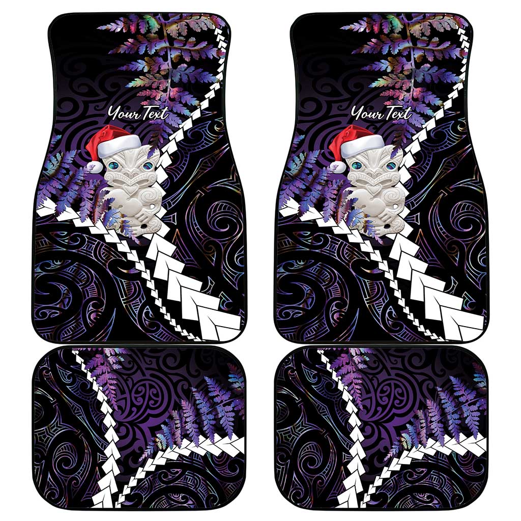 New Zealand Personalised Car Mats Meri Kirihimete Kowhaiwhai Mix Paua Shell - Amethys LT7 - Polynesian Pride