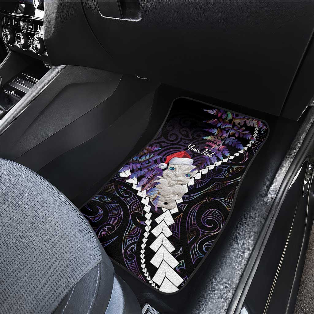 New Zealand Personalised Car Mats Meri Kirihimete Kowhaiwhai Mix Paua Shell - Amethys LT7 - Polynesian Pride