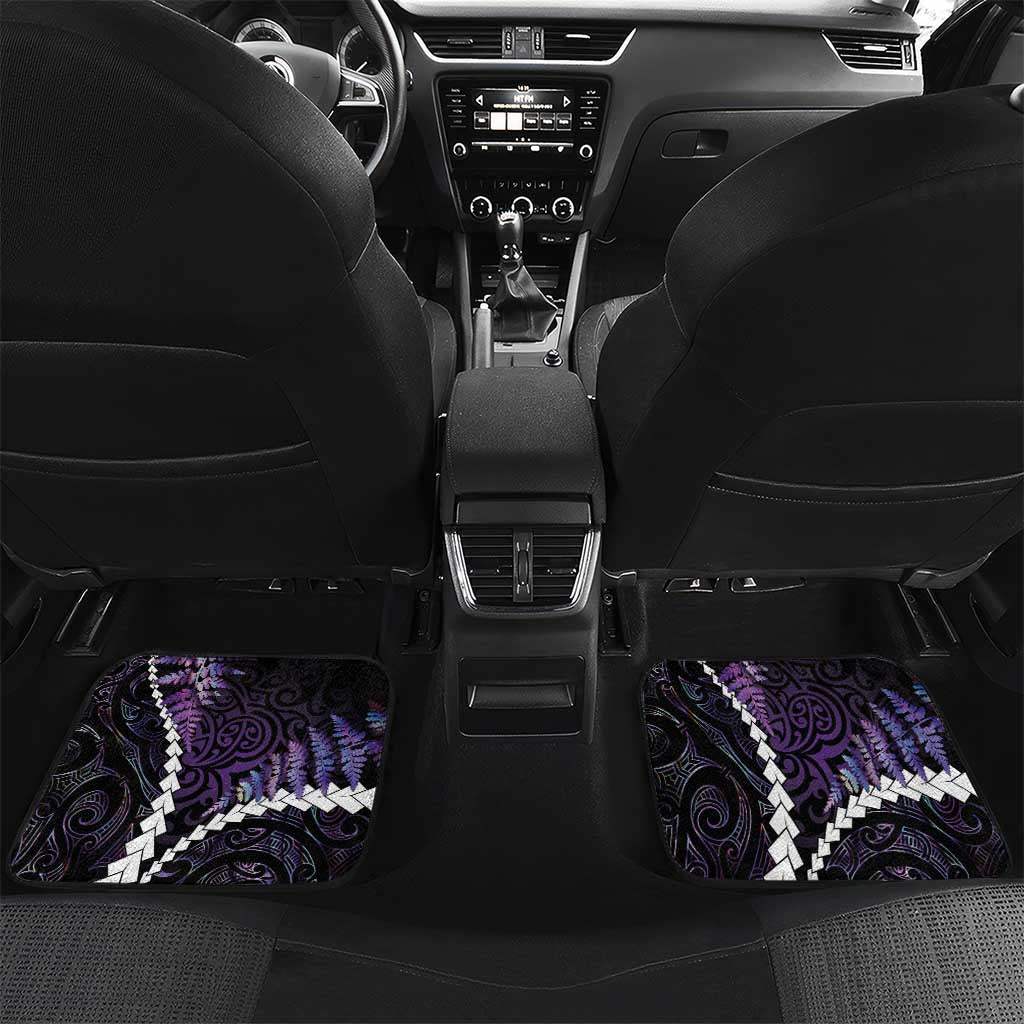 New Zealand Personalised Car Mats Meri Kirihimete Kowhaiwhai Mix Paua Shell - Amethys LT7 Set 2pcs - Back Purple - Polynesian Pride