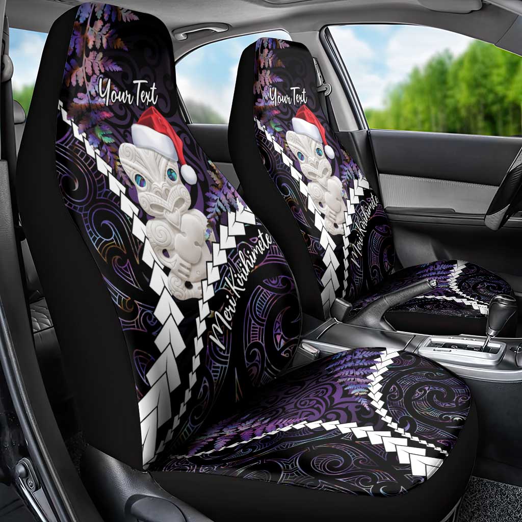 New Zealand Personalised Car Seat Cover Meri Kirihimete Kowhaiwhai Mix Paua Shell - Amethys LT7 - Polynesian Pride