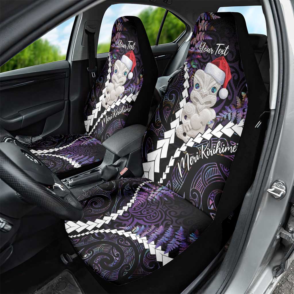 New Zealand Personalised Car Seat Cover Meri Kirihimete Kowhaiwhai Mix Paua Shell - Amethys LT7 - Polynesian Pride