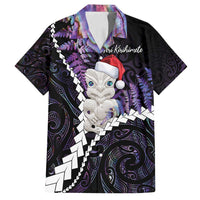 New Zealand Personalised Family Matching Long Sleeve Bodycon Dress and Hawaiian Shirt Meri Kirihimete Kowhaiwhai Mix Paua Shell - Amethys LT7 Dad's Shirt - Short Sleeve Purple - Polynesian Pride
