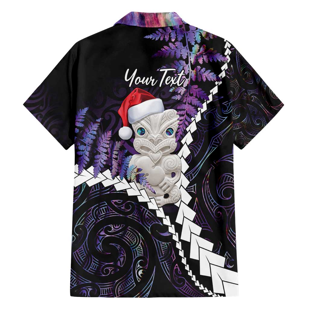 New Zealand Personalised Family Matching Off Shoulder Short Dress and Hawaiian Shirt Meri Kirihimete Kowhaiwhai Mix Paua Shell - Amethys LT7 - Polynesian Pride