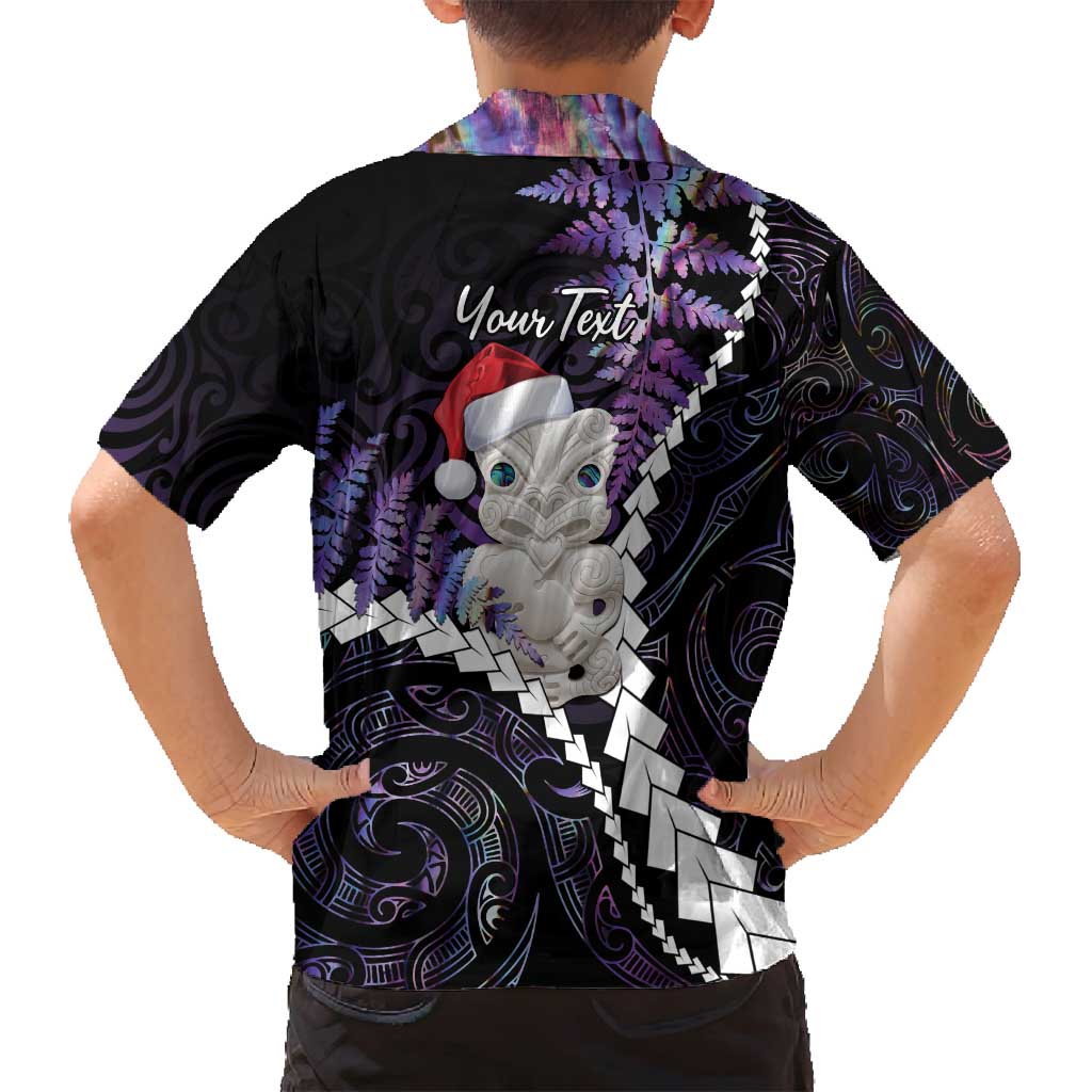 New Zealand Personalised Family Matching Tank Maxi Dress and Hawaiian Shirt Meri Kirihimete Kowhaiwhai Mix Paua Shell - Amethys LT7 - Polynesian Pride