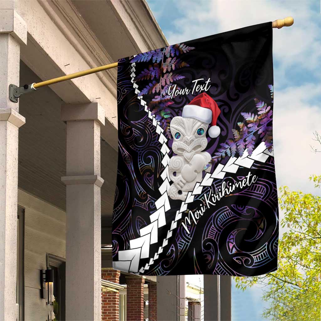 New Zealand Personalised Garden Flag Meri Kirihimete Kowhaiwhai Mix Paua Shell - Amethys LT7 House Flag Purple - Polynesian Pride