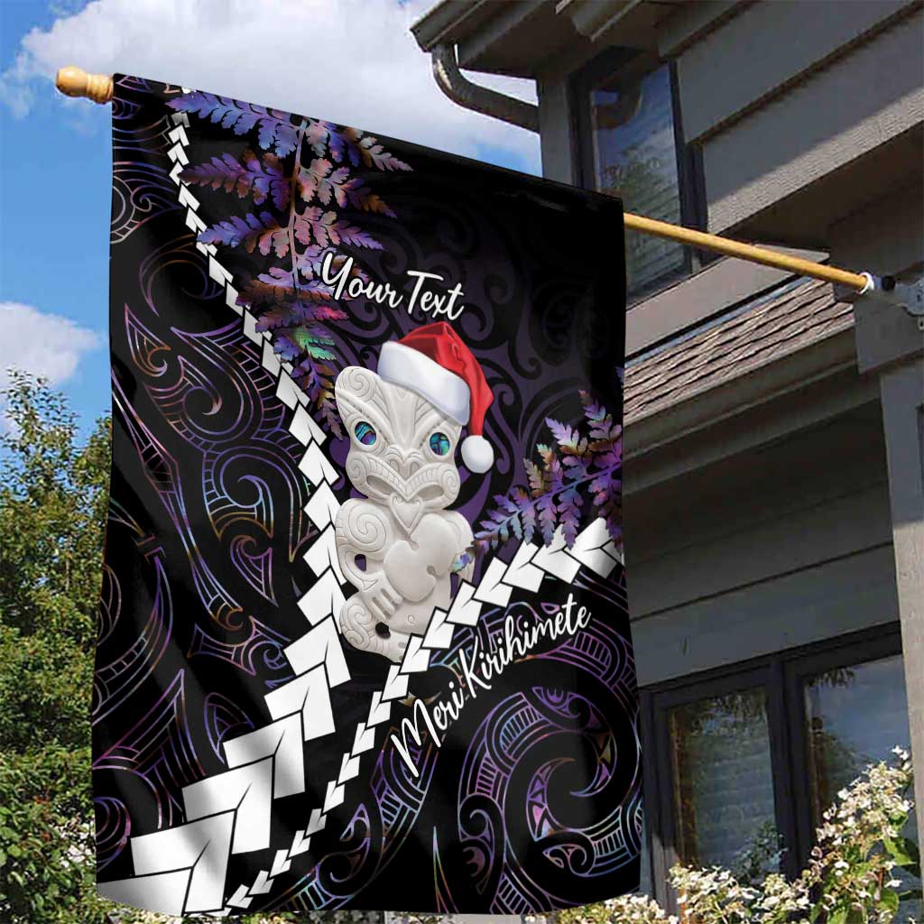 New Zealand Personalised Garden Flag Meri Kirihimete Kowhaiwhai Mix Paua Shell - Amethys LT7 - Polynesian Pride