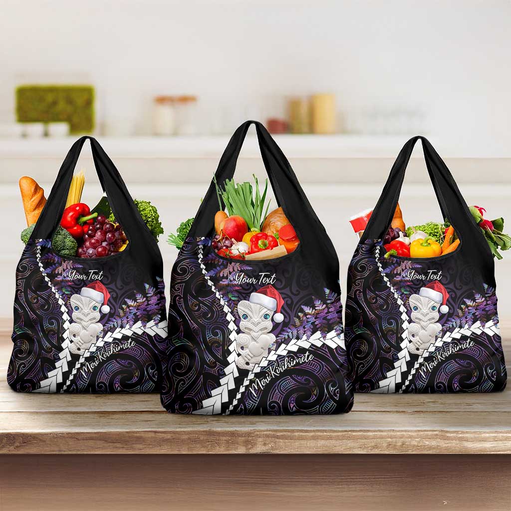 New Zealand Personalised Grocery Bag Meri Kirihimete Kowhaiwhai Mix Paua Shell - Amethys LT7 3-pack One Size Purple - Polynesian Pride