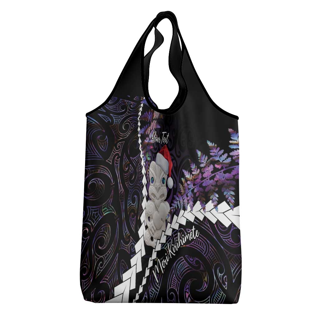 New Zealand Personalised Grocery Bag Meri Kirihimete Kowhaiwhai Mix Paua Shell - Amethys LT7 - Polynesian Pride