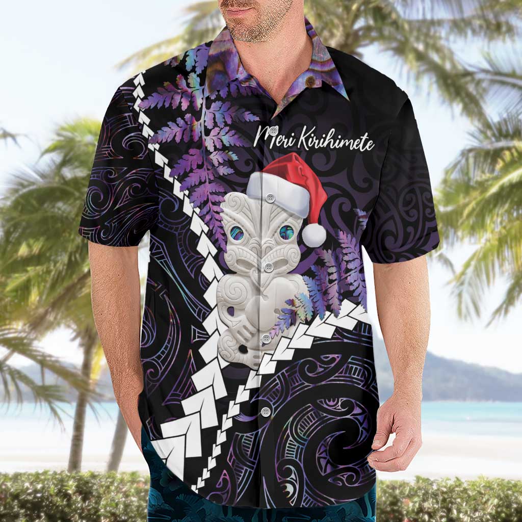 New Zealand Personalised Hawaiian Shirt Meri Kirihimete Kowhaiwhai Mix Paua Shell - Amethys LT7 - Polynesian Pride