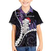 New Zealand Personalised Hawaiian Shirt Meri Kirihimete Kowhaiwhai Mix Paua Shell - Amethys LT7 - Polynesian Pride