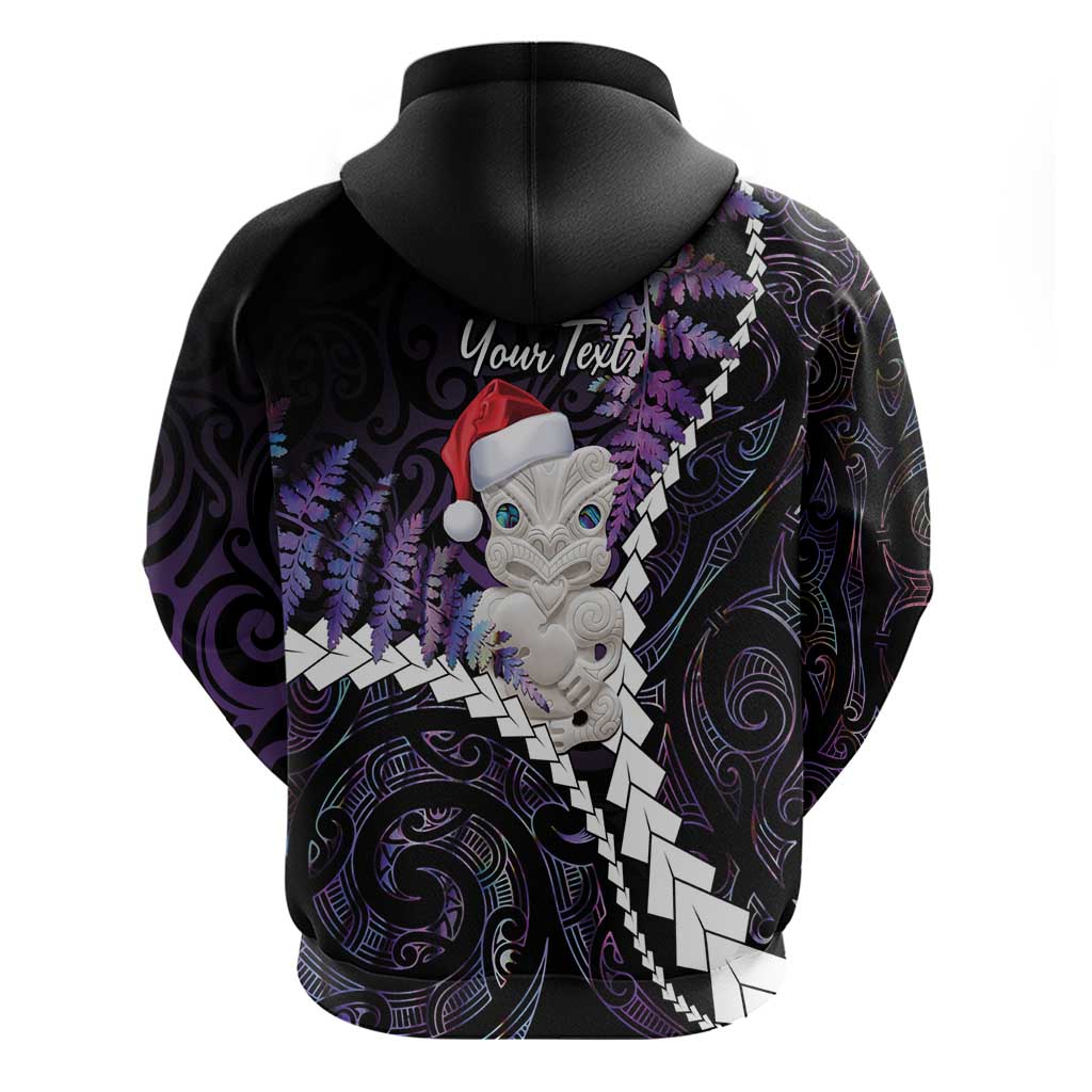 New Zealand Personalised Hoodie Meri Kirihimete Kowhaiwhai Mix Paua Shell - Amethys LT7 - Polynesian Pride