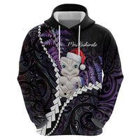 New Zealand Personalised Hoodie Meri Kirihimete Kowhaiwhai Mix Paua Shell - Amethys LT7 - Polynesian Pride