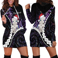New Zealand Personalised Hoodie Dress Meri Kirihimete Kowhaiwhai Mix Paua Shell - Amethys LT7 - Polynesian Pride