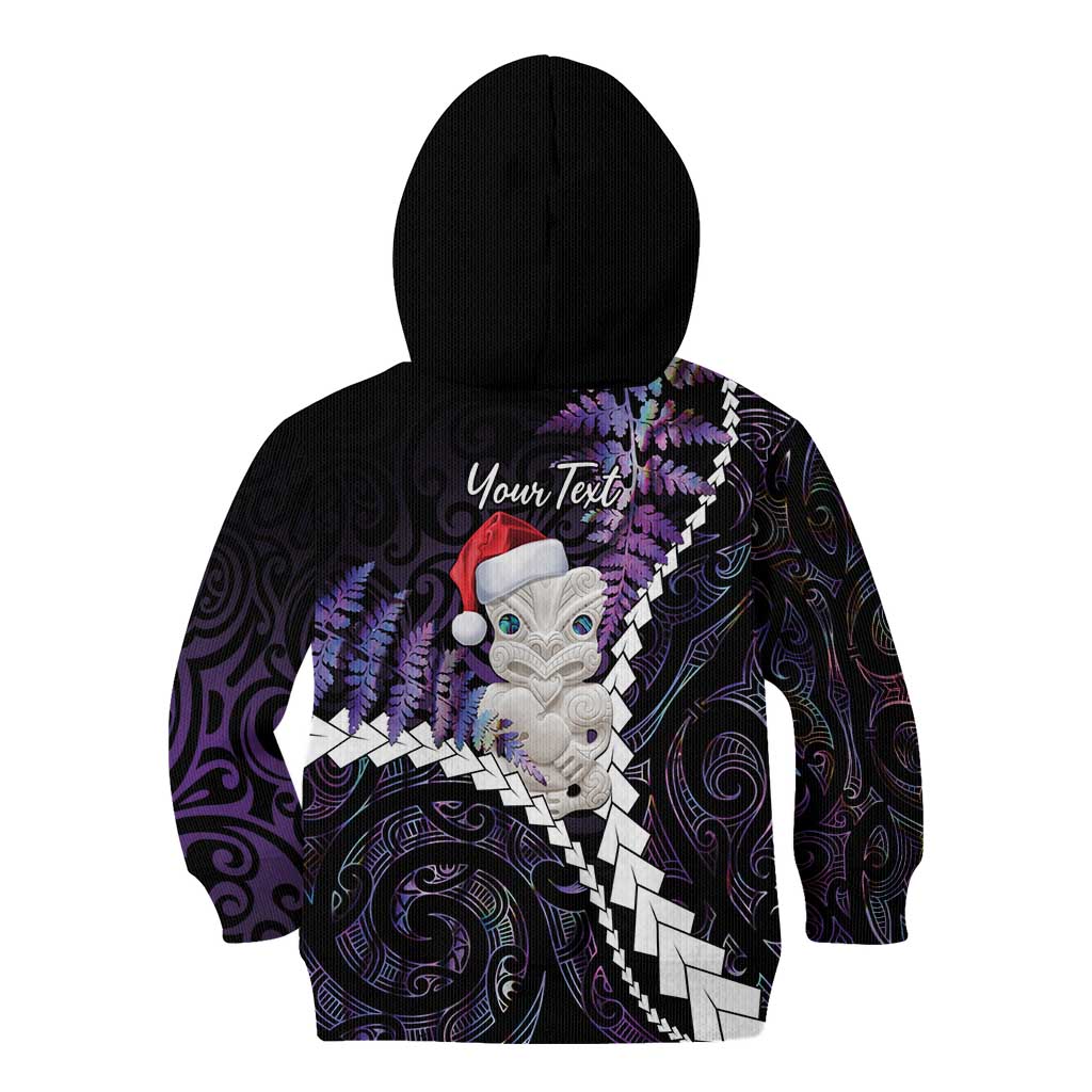 New Zealand Personalised Kid Hoodie Meri Kirihimete Kowhaiwhai Mix Paua Shell - Amethys LT7 - Polynesian Pride