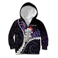 New Zealand Personalised Kid Hoodie Meri Kirihimete Kowhaiwhai Mix Paua Shell - Amethys LT7 Zip Hoodie Purple - Polynesian Pride