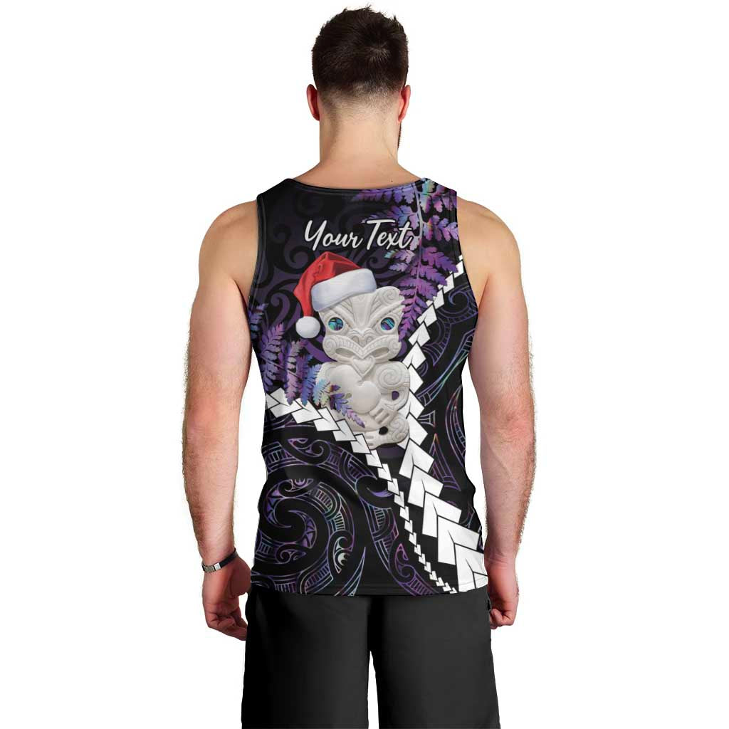 New Zealand Personalised Men Tank Top Meri Kirihimete Kowhaiwhai Mix Paua Shell - Amethys LT7 - Polynesian Pride