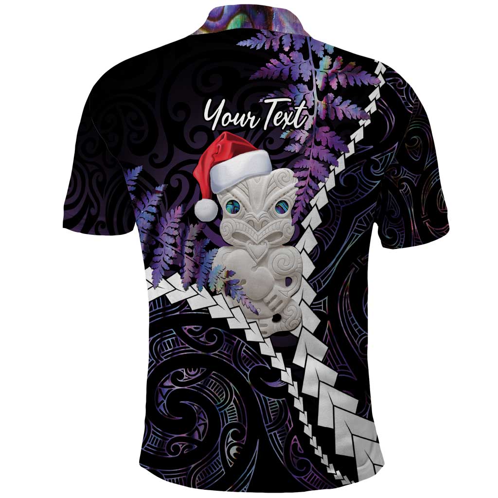 New Zealand Personalised Polo Shirt Meri Kirihimete Kowhaiwhai Mix Paua Shell - Amethys LT7 - Polynesian Pride