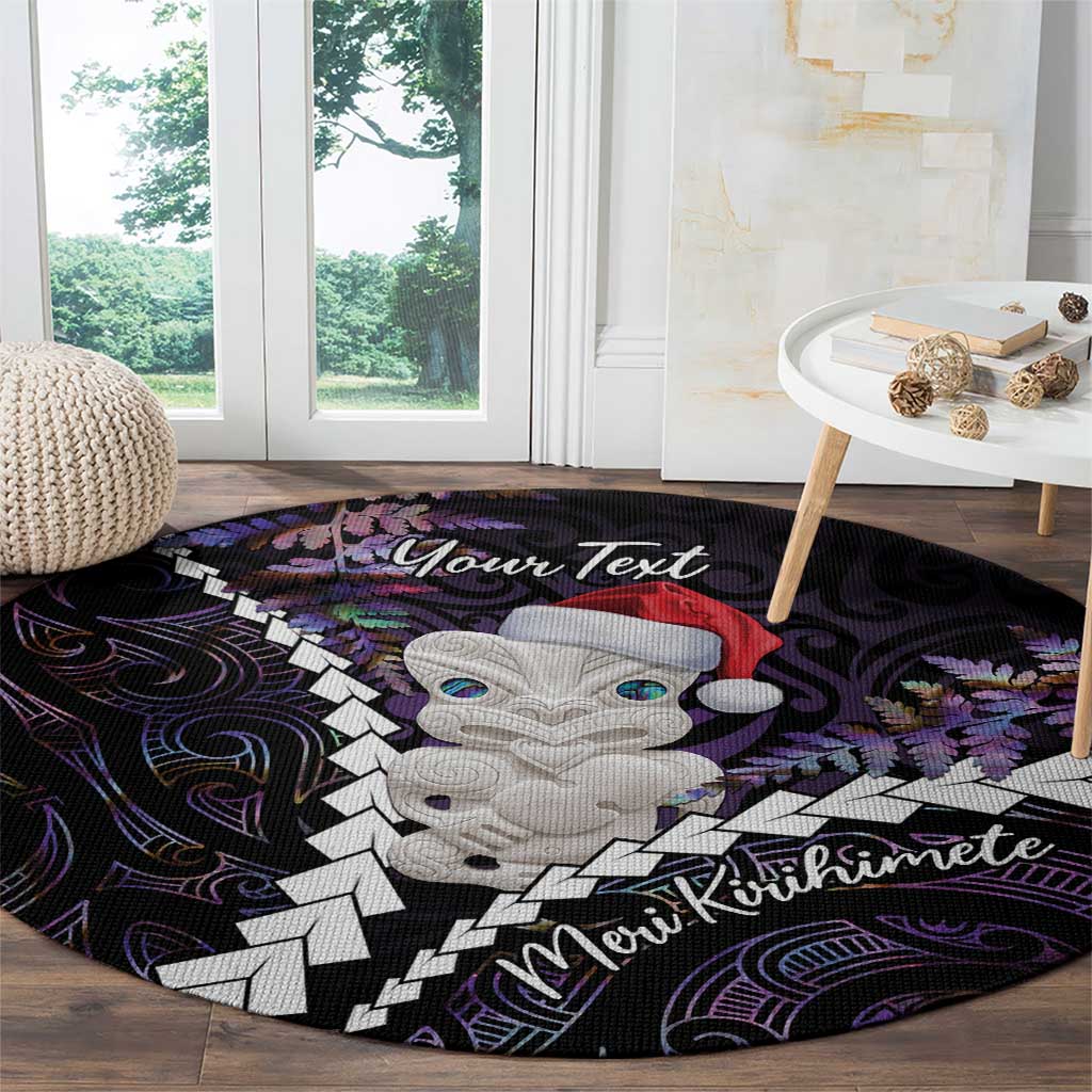 New Zealand Personalised Round Carpet Meri Kirihimete Kowhaiwhai Mix Paua Shell - Amethys LT7 - Polynesian Pride