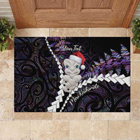 New Zealand Personalised Rubber Doormat Meri Kirihimete Kowhaiwhai Mix Paua Shell - Amethys LT7 Purple - Polynesian Pride