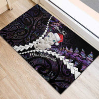 New Zealand Personalised Rubber Doormat Meri Kirihimete Kowhaiwhai Mix Paua Shell - Amethys LT7 - Polynesian Pride