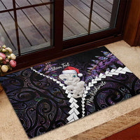 New Zealand Personalised Rubber Doormat Meri Kirihimete Kowhaiwhai Mix Paua Shell - Amethys LT7 - Polynesian Pride