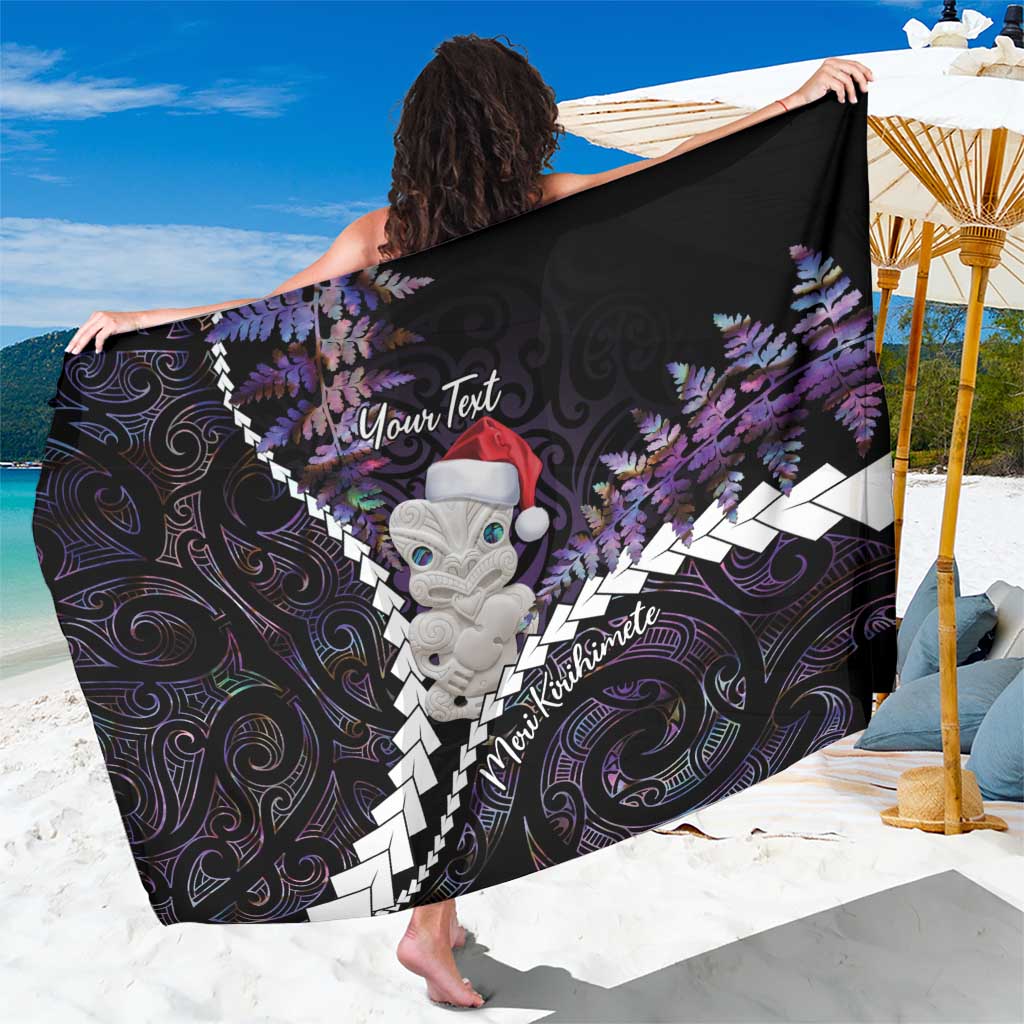 New Zealand Personalised Sarong Meri Kirihimete Kowhaiwhai Mix Paua Shell - Amethys LT7 One Size 44 x 66 inches Purple - Polynesian Pride
