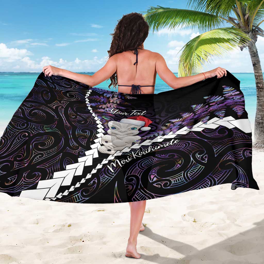 New Zealand Personalised Sarong Meri Kirihimete Kowhaiwhai Mix Paua Shell - Amethys LT7 - Polynesian Pride