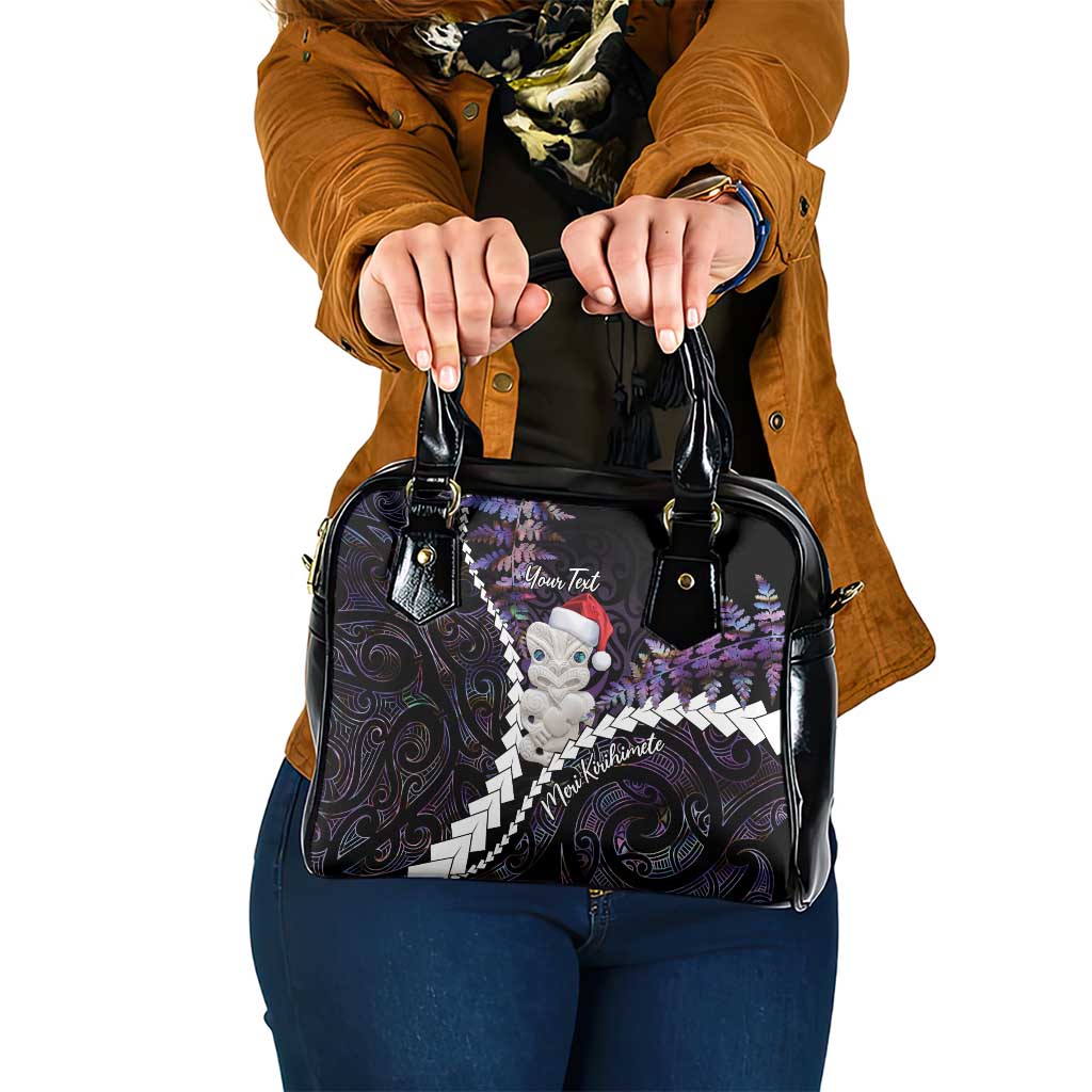 New Zealand Personalised Shoulder Handbag Meri Kirihimete Kowhaiwhai Mix Paua Shell - Amethys LT7 One Size Purple - Polynesian Pride