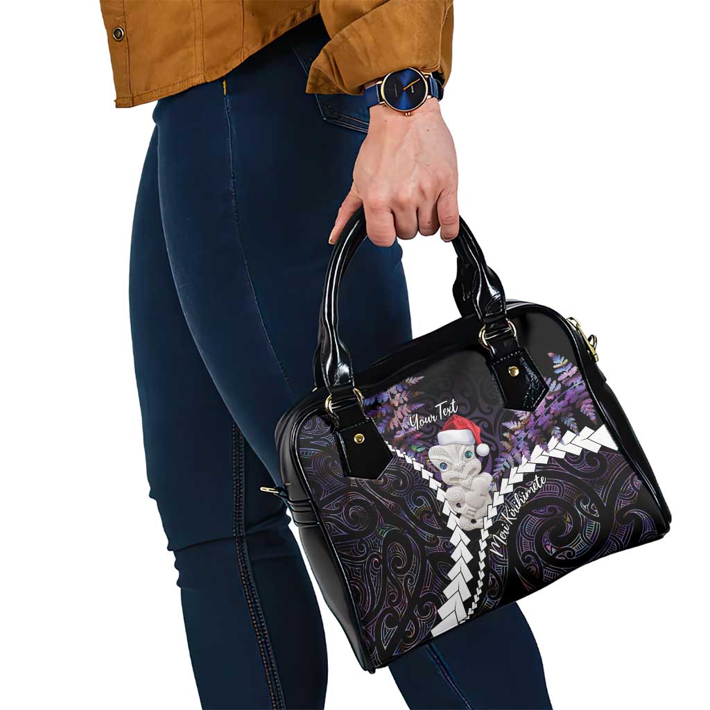 New Zealand Personalised Shoulder Handbag Meri Kirihimete Kowhaiwhai Mix Paua Shell - Amethys LT7 - Polynesian Pride