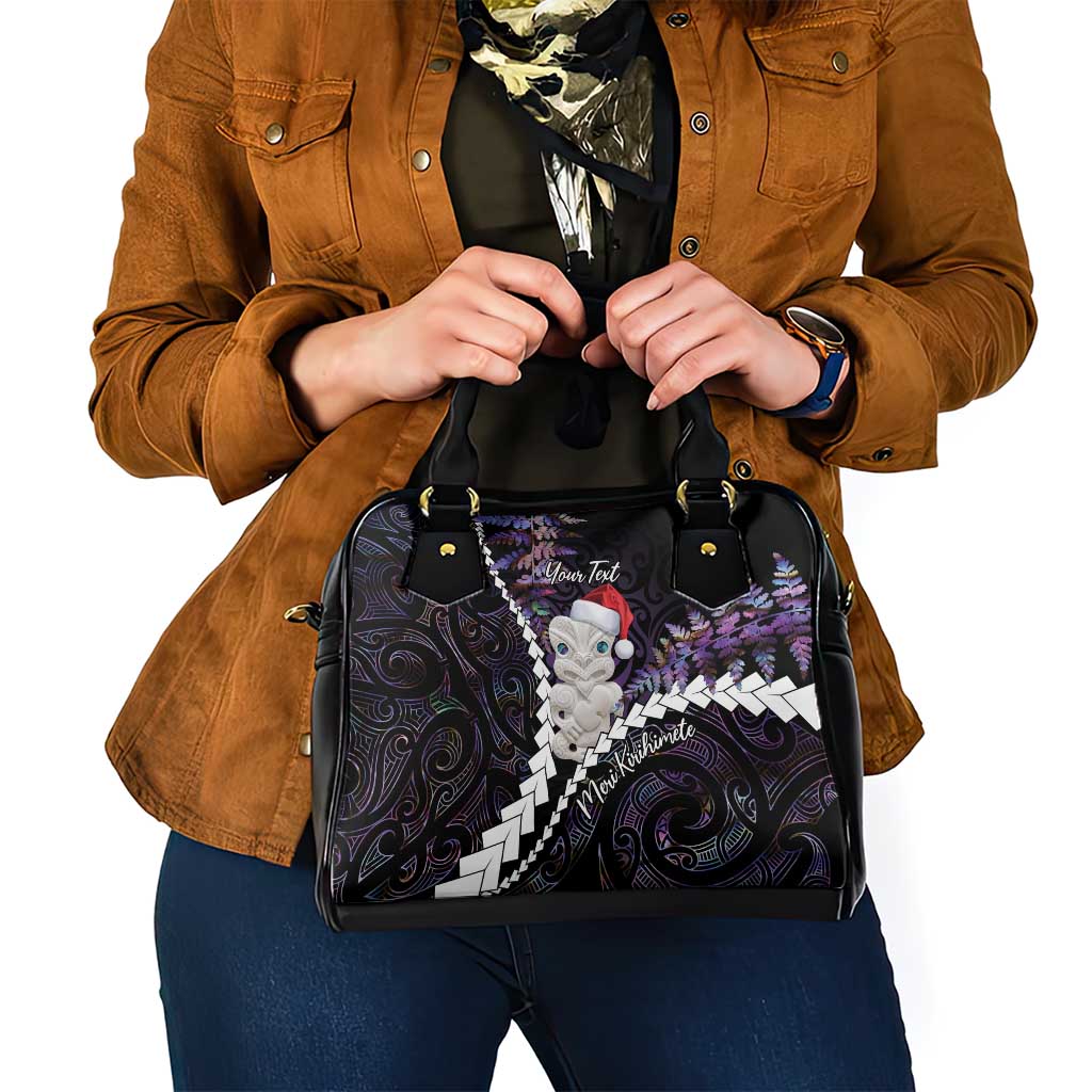 New Zealand Personalised Shoulder Handbag Meri Kirihimete Kowhaiwhai Mix Paua Shell - Amethys LT7 - Polynesian Pride