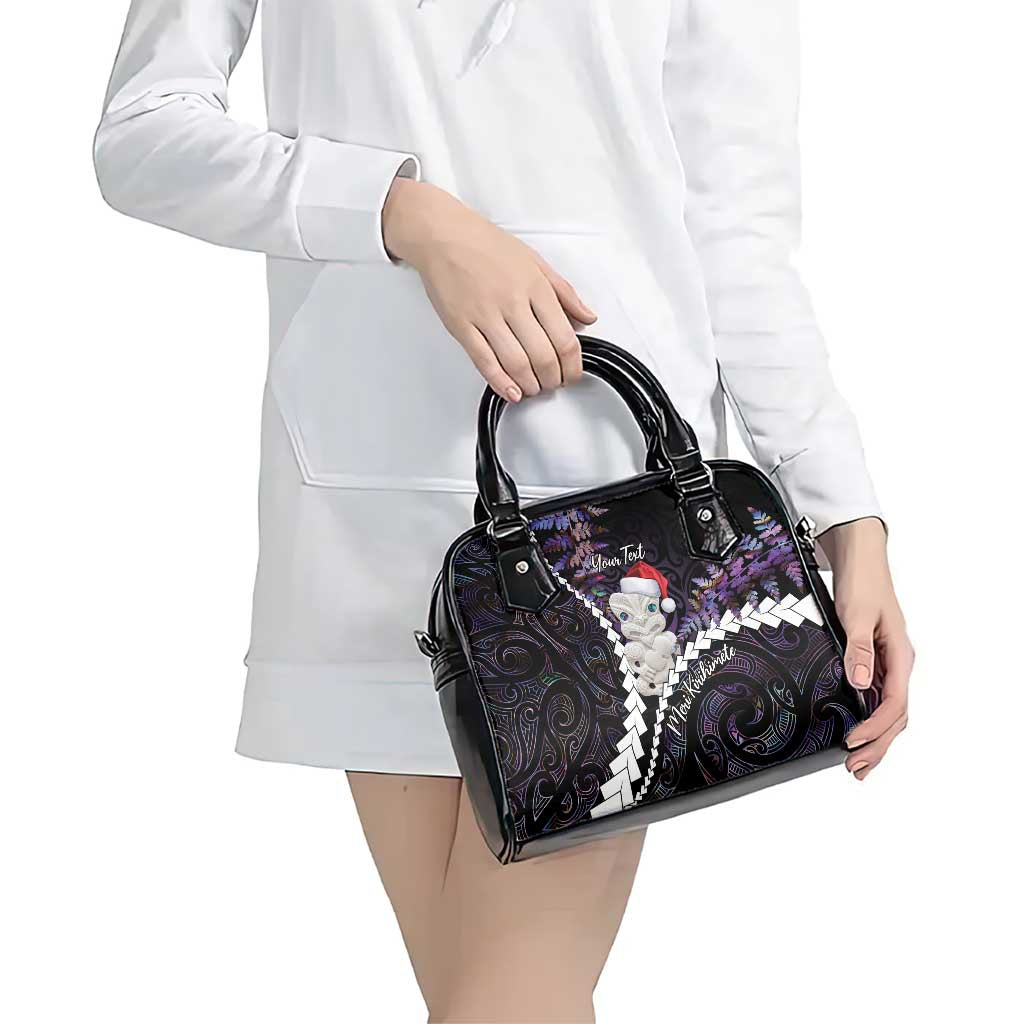 New Zealand Personalised Shoulder Handbag Meri Kirihimete Kowhaiwhai Mix Paua Shell - Amethys LT7 - Polynesian Pride
