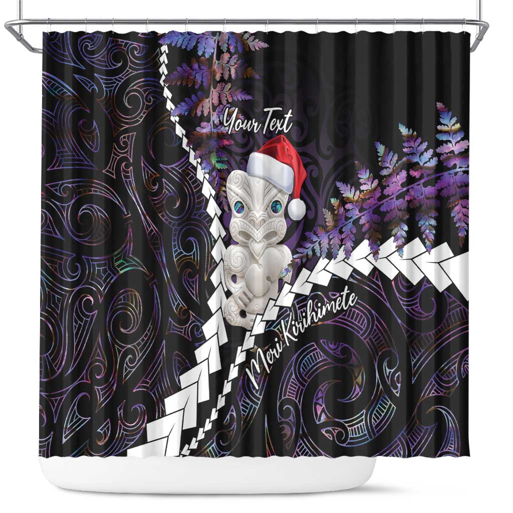 New Zealand Personalised Shower Curtain Meri Kirihimete Kowhaiwhai Mix Paua Shell - Amethys LT7 Purple - Polynesian Pride