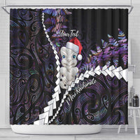 New Zealand Personalised Shower Curtain Meri Kirihimete Kowhaiwhai Mix Paua Shell - Amethys LT7 - Polynesian Pride