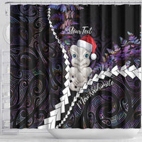 New Zealand Personalised Shower Curtain Meri Kirihimete Kowhaiwhai Mix Paua Shell - Amethys LT7 - Polynesian Pride