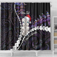 New Zealand Personalised Shower Curtain Meri Kirihimete Kowhaiwhai Mix Paua Shell - Amethys LT7 - Polynesian Pride