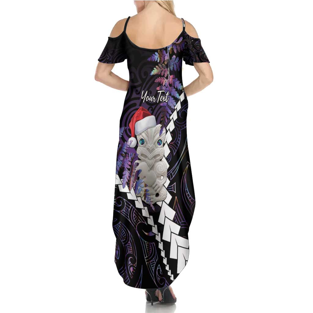New Zealand Personalised Summer Maxi Dress Meri Kirihimete Kowhaiwhai Mix Paua Shell - Amethys LT7 - Polynesian Pride