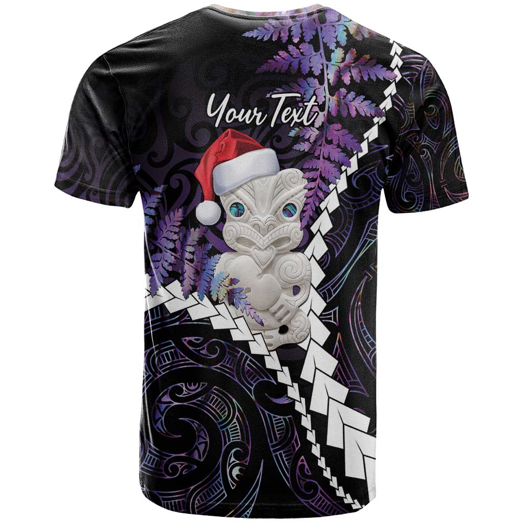 New Zealand Personalised T Shirt Meri Kirihimete Kowhaiwhai Mix Paua Shell - Amethys LT7 - Polynesian Pride