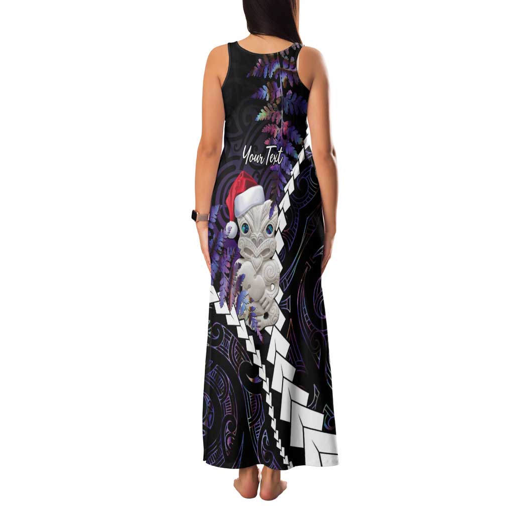 New Zealand Personalised Tank Maxi Dress Meri Kirihimete Kowhaiwhai Mix Paua Shell - Amethys LT7 - Polynesian Pride