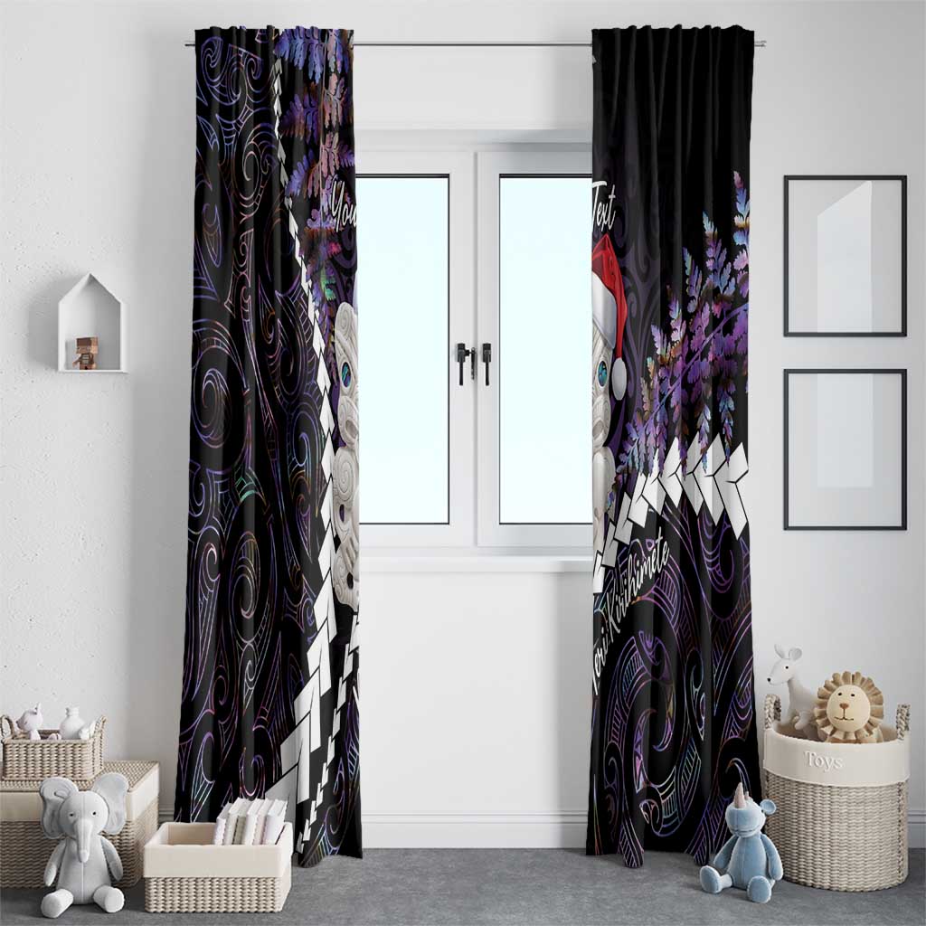 New Zealand Personalised Window Curtain Meri Kirihimete Kowhaiwhai Mix Paua Shell - Amethys LT7 - Polynesian Pride