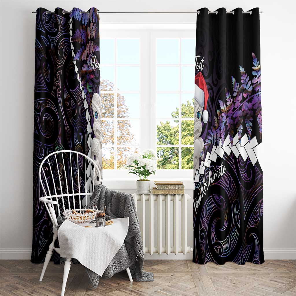 New Zealand Personalised Window Curtain Meri Kirihimete Kowhaiwhai Mix Paua Shell - Amethys LT7 - Polynesian Pride