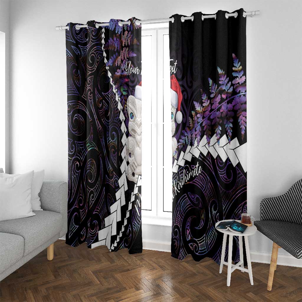 New Zealand Personalised Window Curtain Meri Kirihimete Kowhaiwhai Mix Paua Shell - Amethys LT7 With Grommets Purple - Polynesian Pride