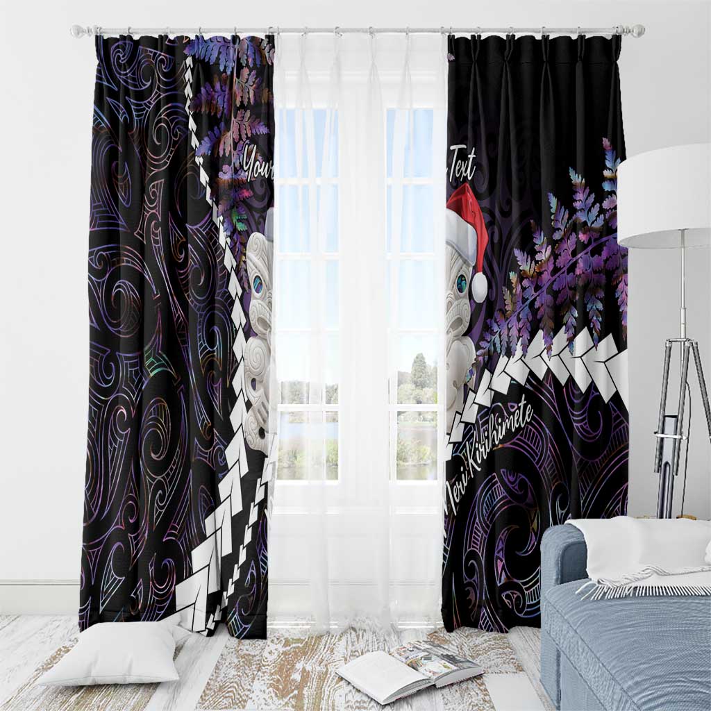 New Zealand Personalised Window Curtain Meri Kirihimete Kowhaiwhai Mix Paua Shell - Amethys LT7 - Polynesian Pride
