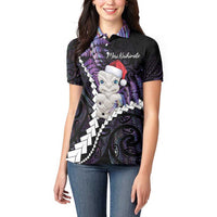 New Zealand Personalised Women Polo Shirt Meri Kirihimete Kowhaiwhai Mix Paua Shell - Amethys LT7 - Polynesian Pride