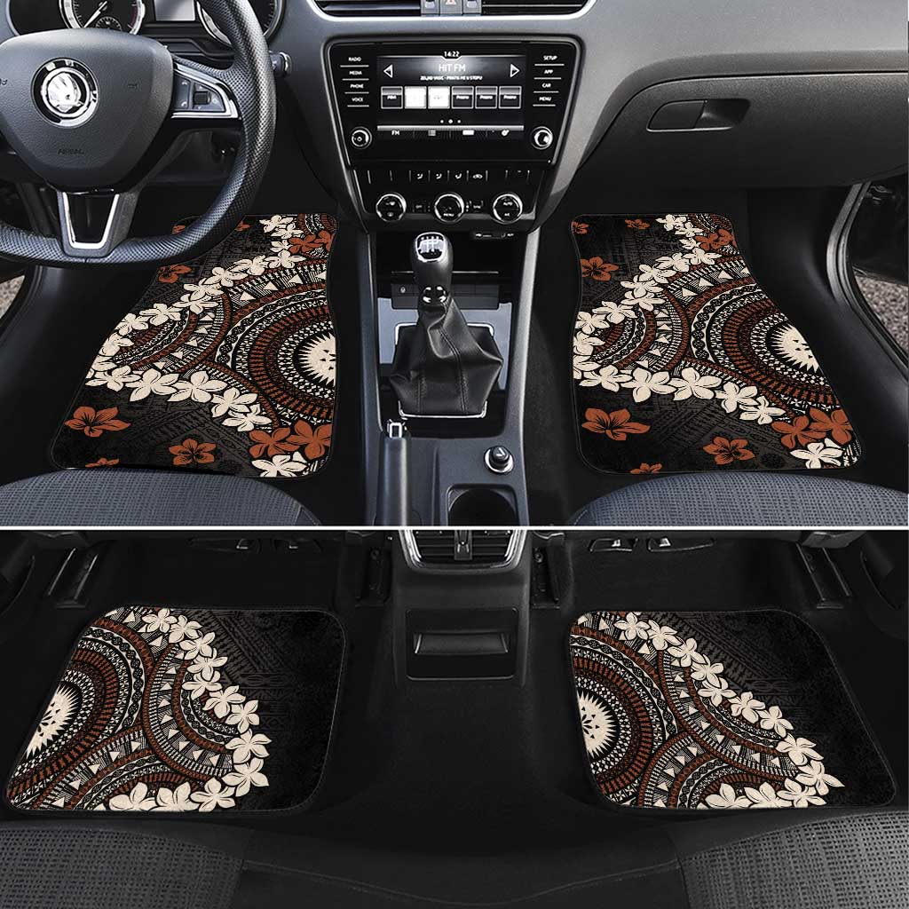 Bula Fiji Women's Day Car Mats Classic Masi Tapa LT7 Set 4pcs Brown - Polynesian Pride