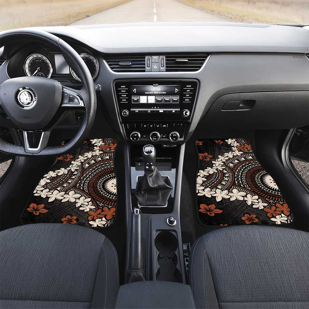 Bula Fiji Women's Day Car Mats Classic Masi Tapa LT7 Set 2pcs - Front Brown - Polynesian Pride