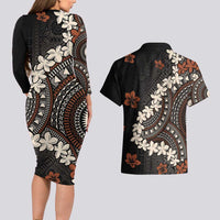 Bula Fiji Women's Day Couples Matching Long Sleeve Bodycon Dress and Hawaiian Shirt Classic Masi Tapa LT7 - Polynesian Pride